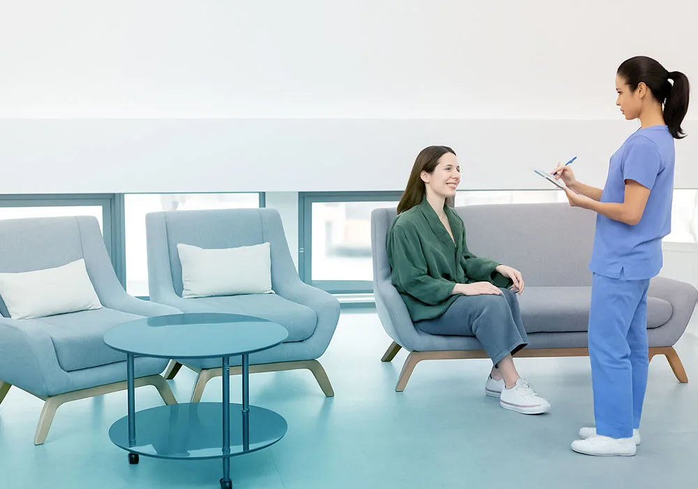 Comfortable waiting lounge at Magrabi Eye Clinic in Dubai